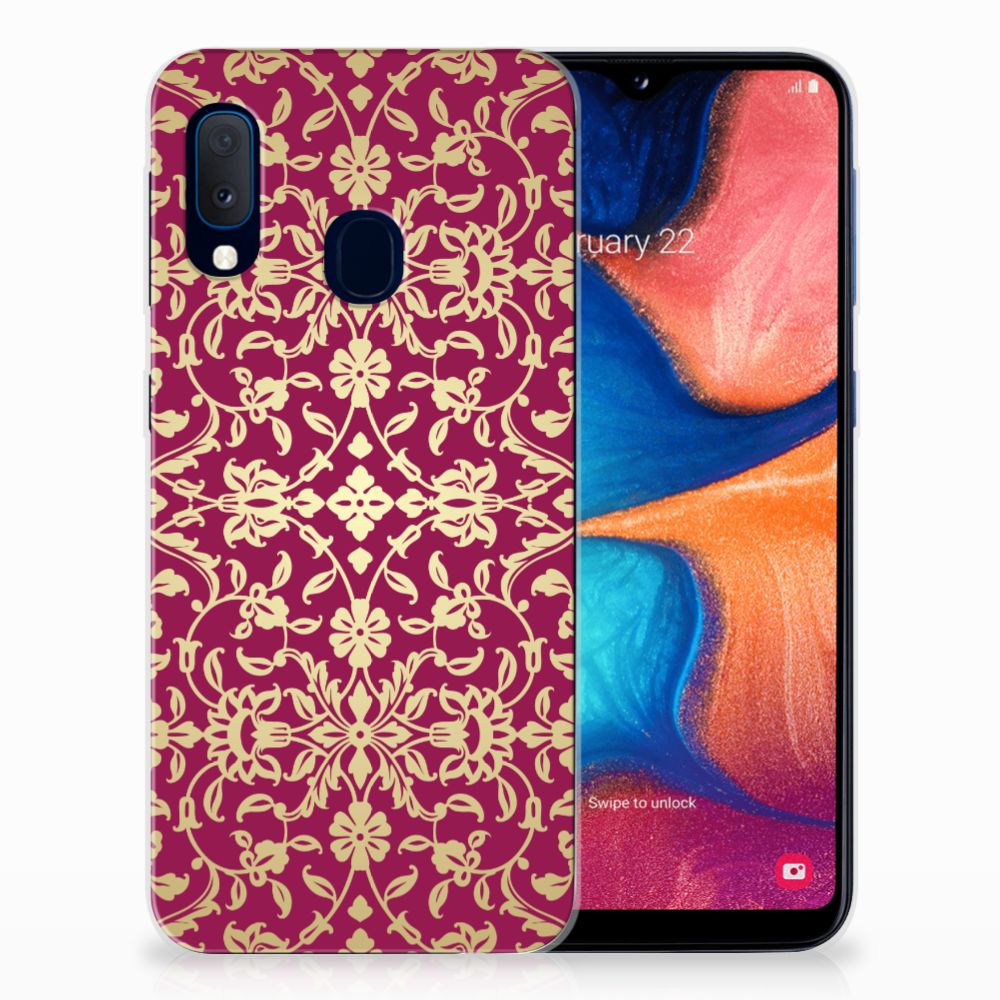 Samsung Galaxy A20e Siliconen Hoesje Barok Pink achterkant aanzicht