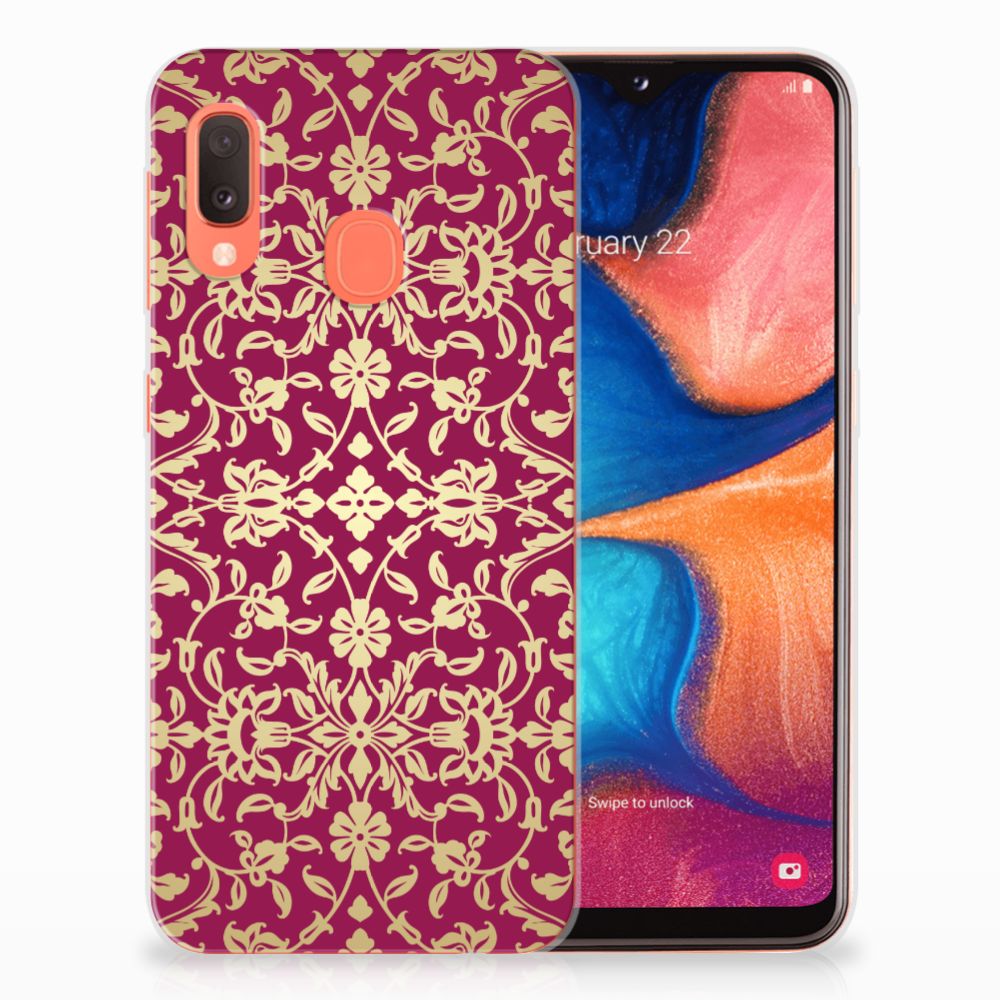 Samsung Galaxy A20e Siliconen Hoesje Barok Pink voorkant detail