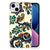 Siliconen Hoesje iPhone 15 Plus Barok Flower met kleurrijke bloemen en ogen op een beige achtergrond.