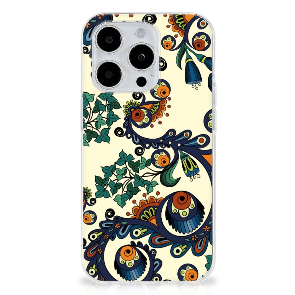 Apple iPhone 15 Pro Siliconen Hoesje iPhone 15 Pro Barok Flower voorkant
