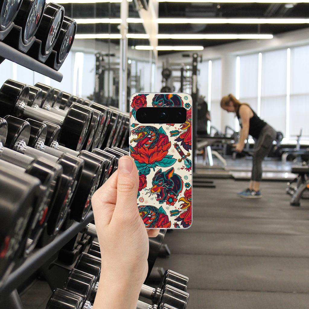 Google Pixel 8 Pro Siliconen Hoesje met foto Old Skool voorzijde sportzaal