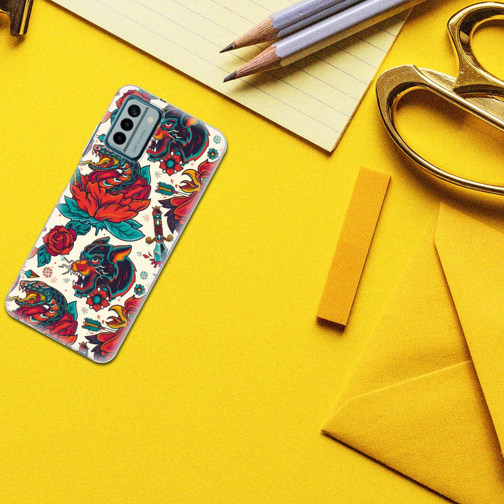Siliconen Hoesje met foto voor Nokia G22 Old Skool met oude tatoeage-stijl. Perfect cadeau en duurzame bescherming.