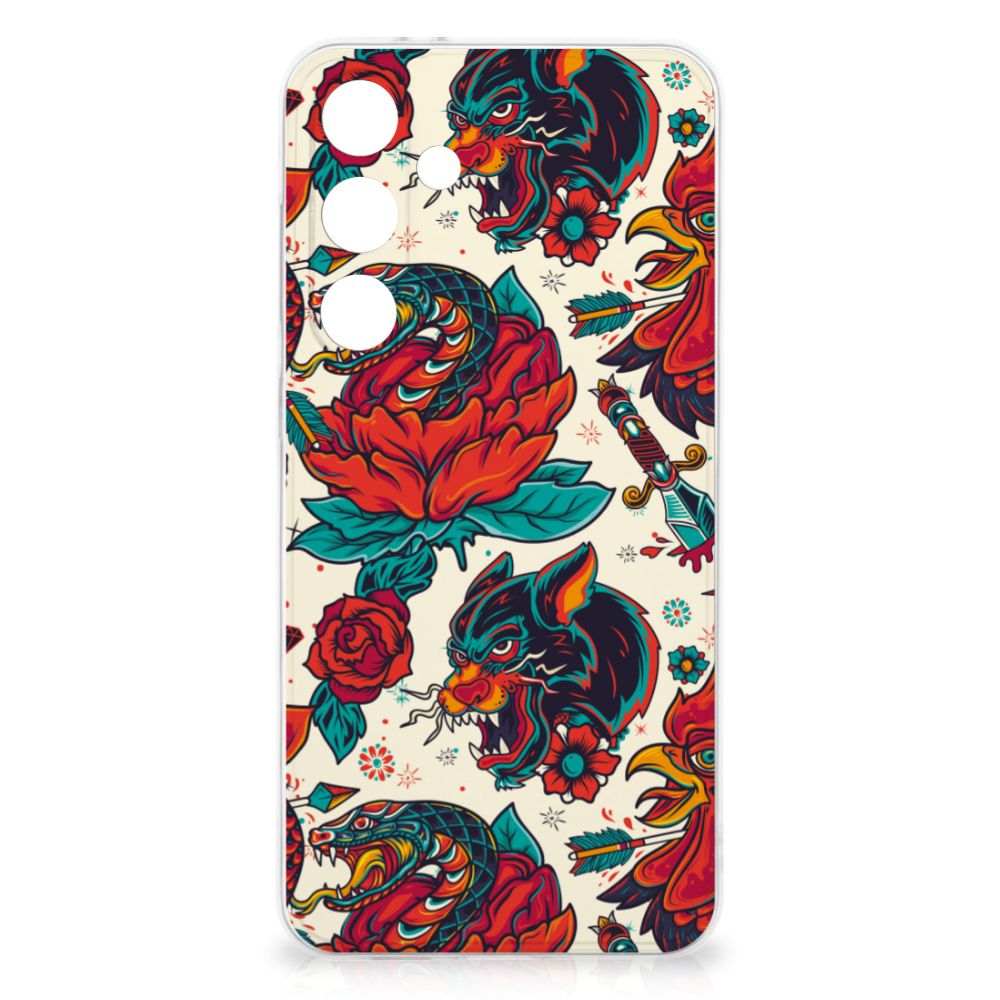 Samsung Galaxy S24 FE Siliconen Hoesje met foto Old Skool tatoeage design achterkant