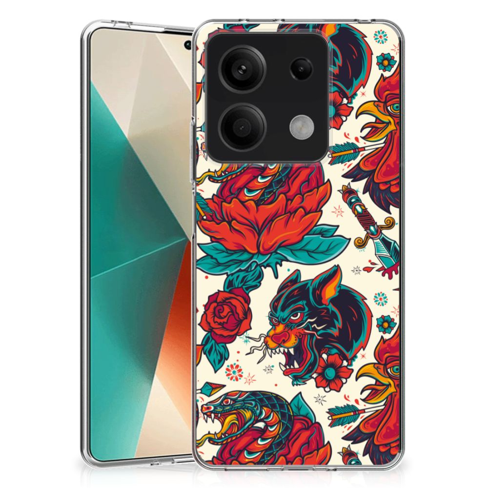 Xiaomi Redmi Note 13 5G Siliconen Hoesje met foto Old Skool aanzicht