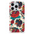 Siliconen Hoesje met foto voor iPhone 15 Pro Old Skool met vintage tatoeage ontwerp en kleurrijke bloemen.