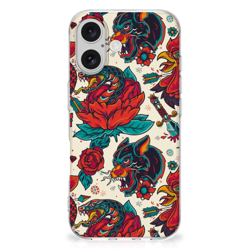 Siliconen Hoesje met foto voor iPhone 16 plus Old Skool old skool design achterzijde
