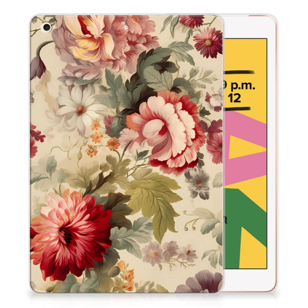 Apple iPad 10.2 Siliconen Hoesje voor Apple iPad 10.2 | iPad 10.2 (2020) | 10.2 (2021) Bloemen Vooraanzicht.