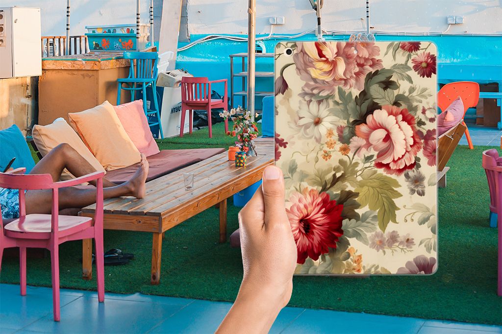 Apple iPad 10.2 | iPad 10.2 (2020) | 10.2 (2021) Bloemen Siliconen Hoesje Vooraanzicht.
