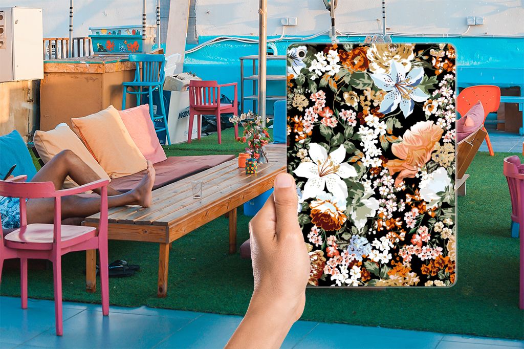 Siliconen Hoesje voor Apple iPad 10.2 | iPad 10.2 (2020) | 10.2 (2021) Dark Flowers