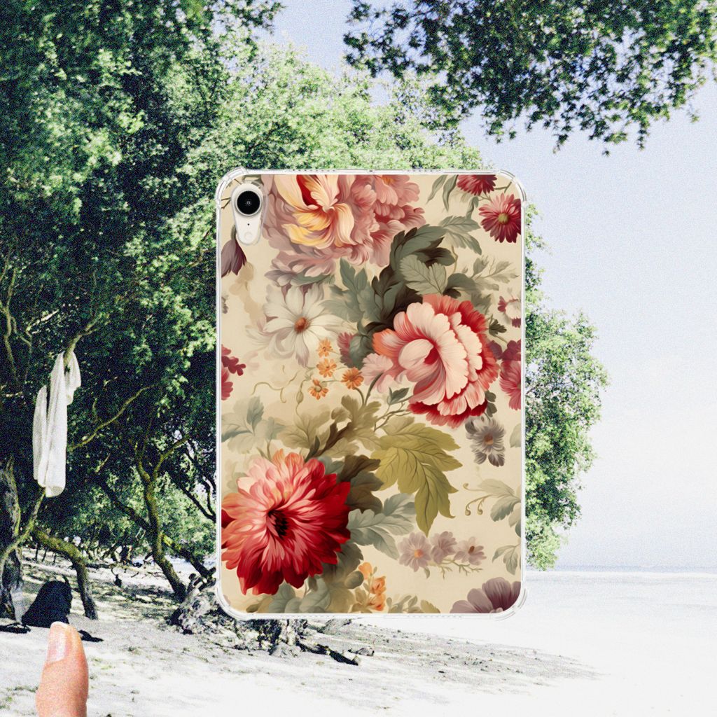 Siliconen Hoesje voor Apple iPad mini 6 (2021) Bloemen, met een romantisch bloemenprint design.