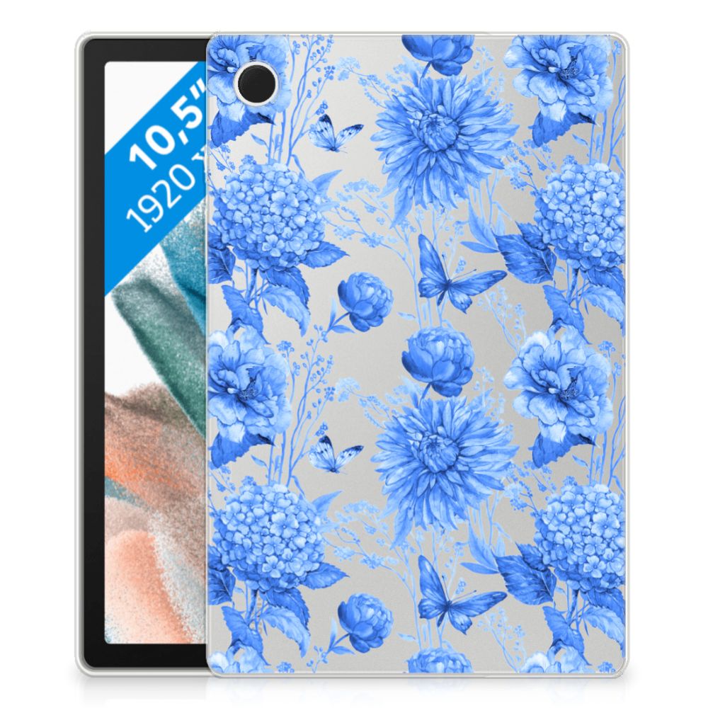 Samsung Galaxy Tab A8 2021/2022 Siliconen Hoesje Flowers Blue achterzijde