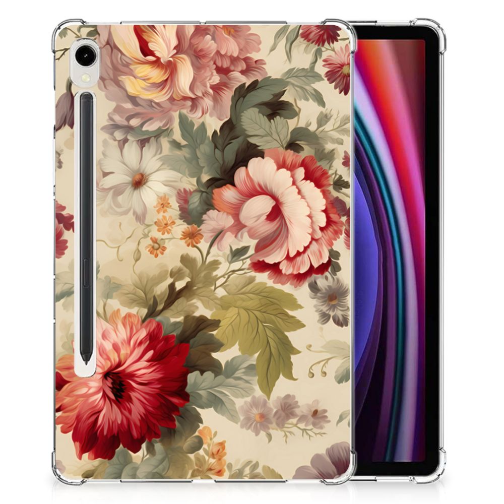 Siliconen Hoesje voor Samsung Galaxy Tab S9 Bloemen met romantische bloemenprint, perfect als cadeau 🌸