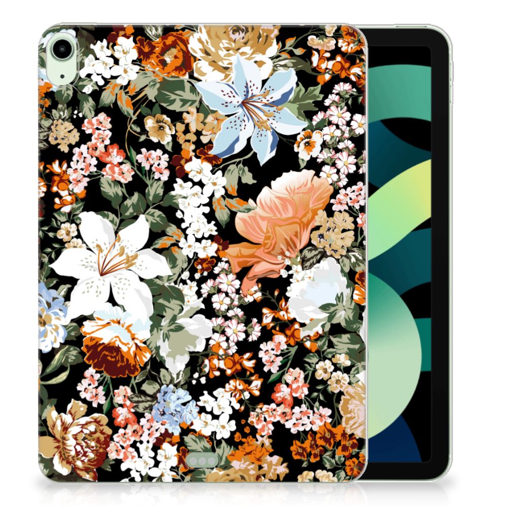 Siliconen Hoesje voor iPad Air (2020/2022) 10.9 inch Dark Flowers - B2C Telecom