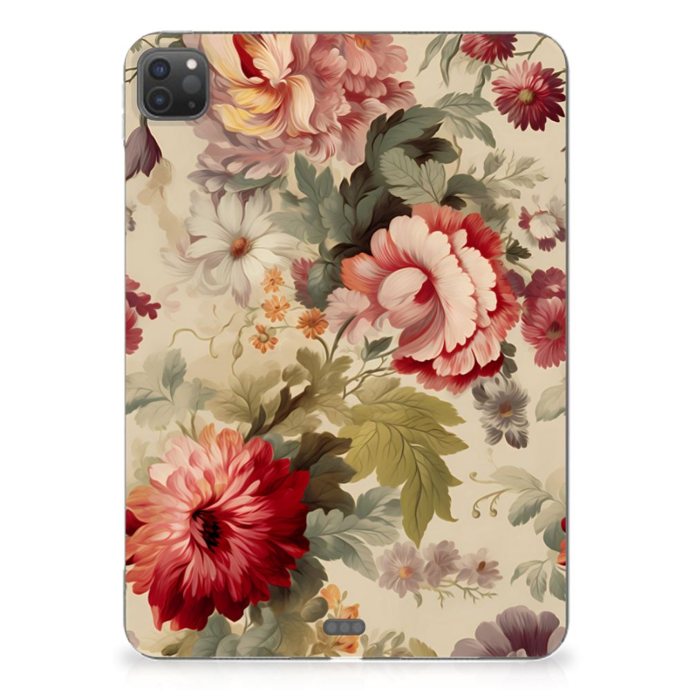 Apple iPad Pro 11 (2024) Siliconen Hoesje voor iPad Pro 11 (2024) Bloemen achterkant