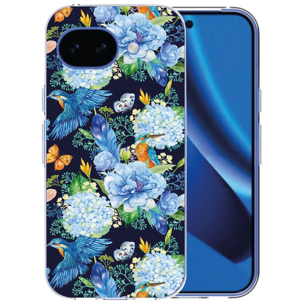 Siliconen hoesje Google Pixel 10a met kleurrijke IJsvogel print op de achterkant