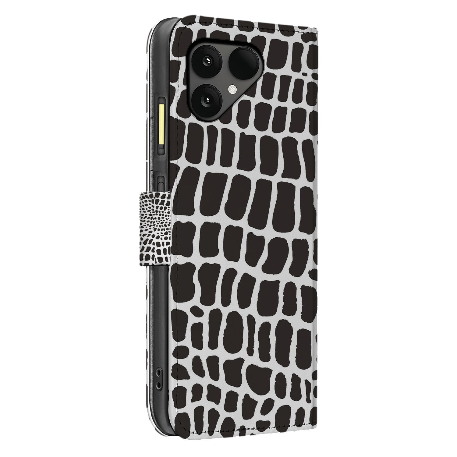 Slangenprint Fairphone 6 | Book Case slangenprint zwart wit aanzicht