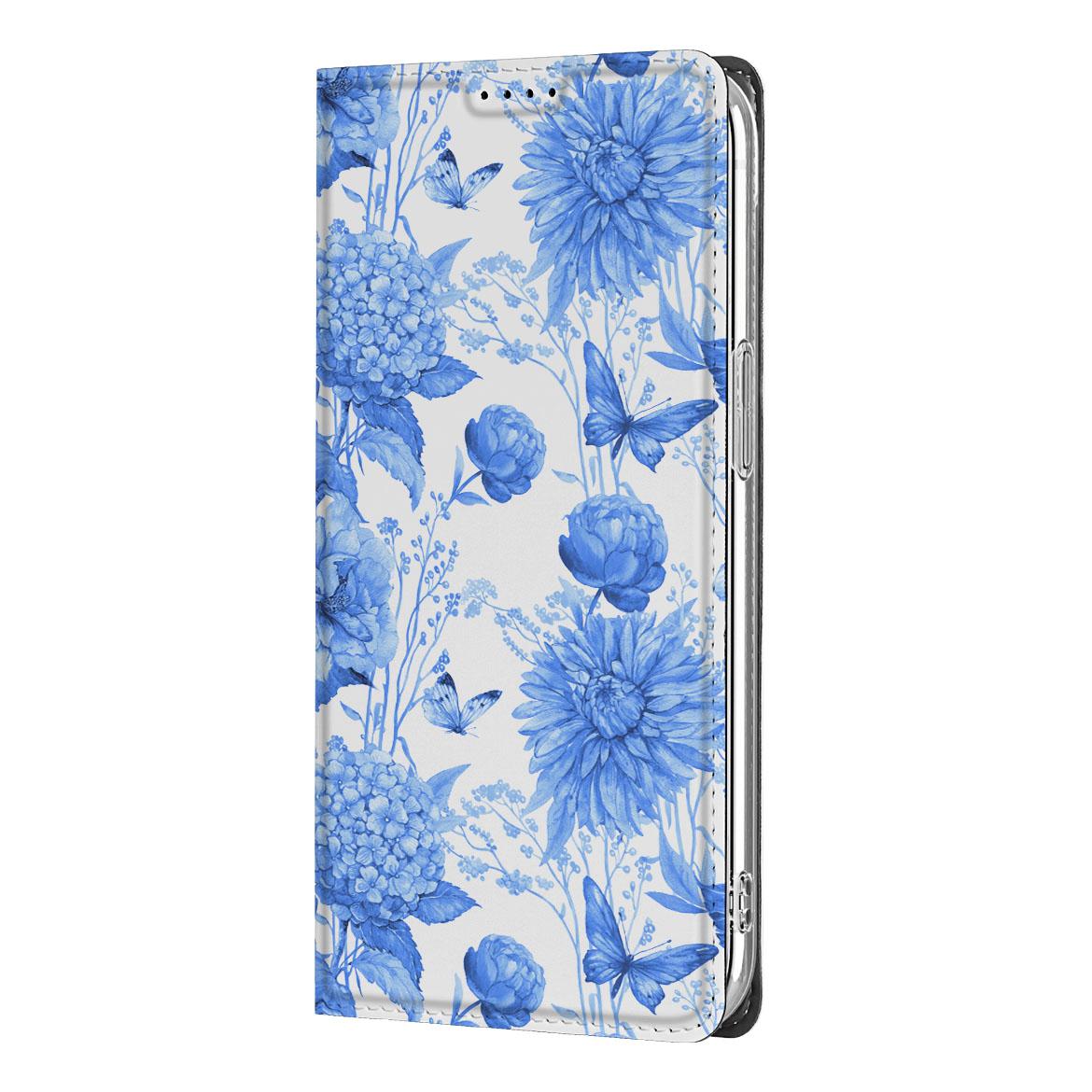 Apple iPhone 16e Smart Cover Flowers Blue zijkant