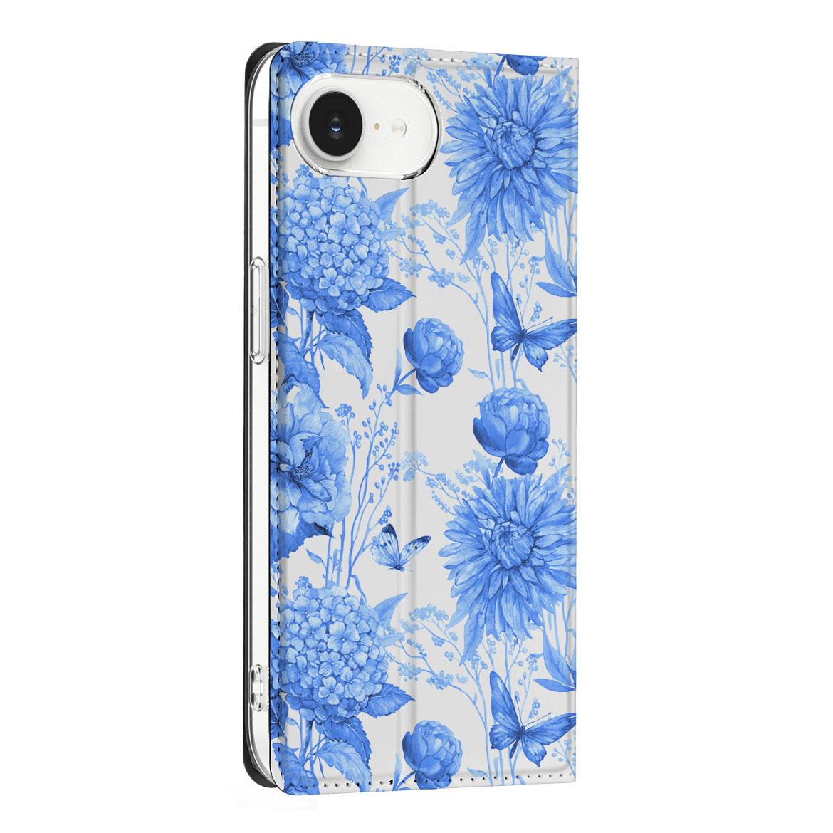 Apple iPhone 16e Smart Cover Flowers Blue zijkant