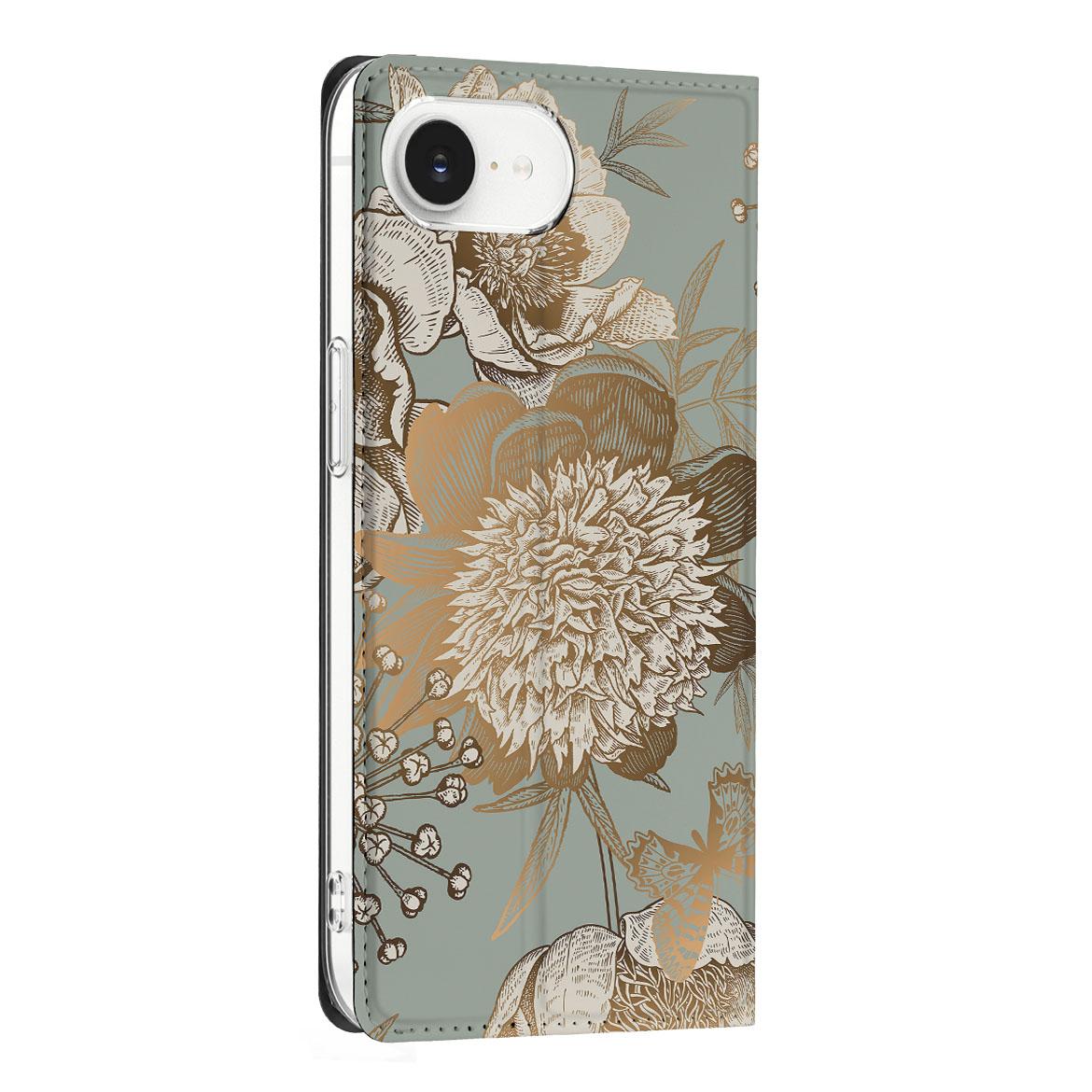 Apple iPhone 16e Smart Cover Vintage Bird Flowers zijkant