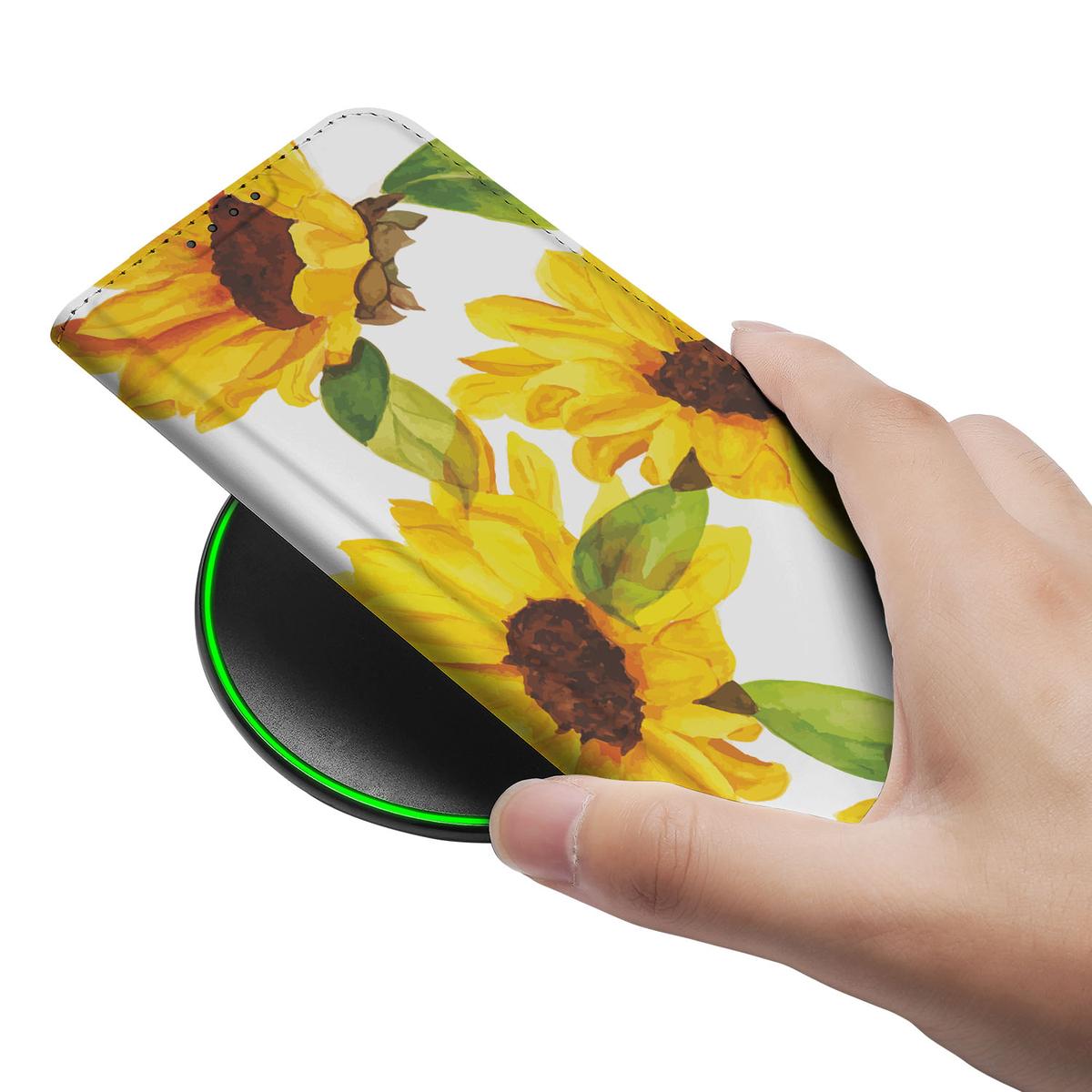 Apple iPhone 16e Smart Cover Zonnebloemen bovenaanzicht