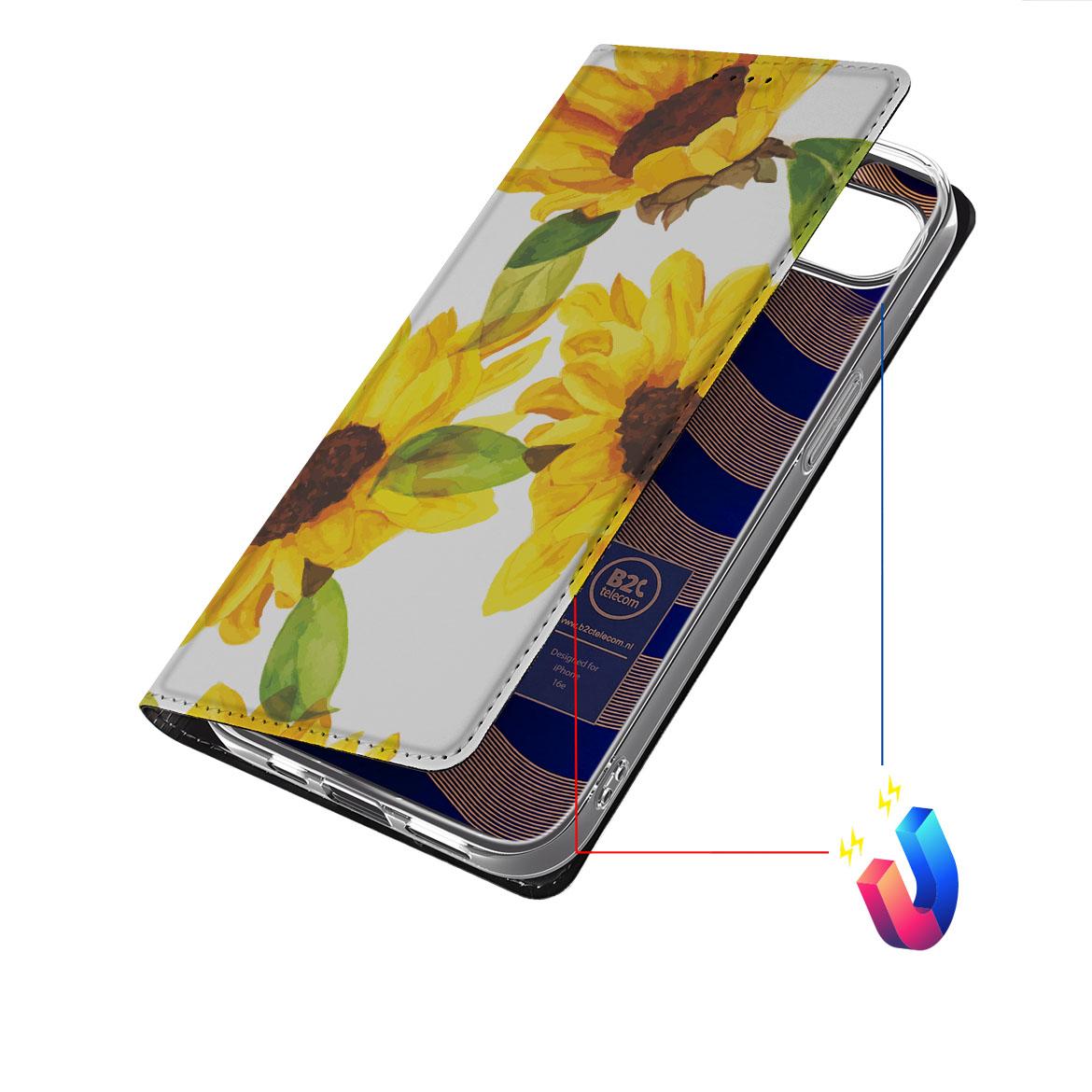 Apple iPhone 16e Smart Cover Zonnebloemen aanzicht