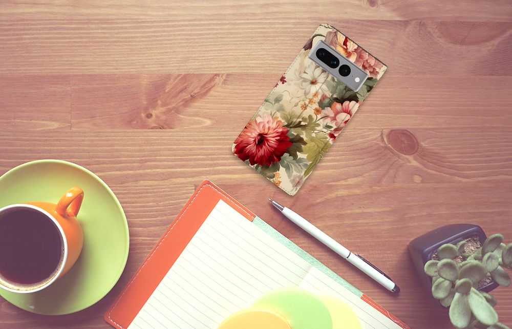 Smart Cover voor Google Pixel 7 Pro Bloemen design bloemen aanzicht
