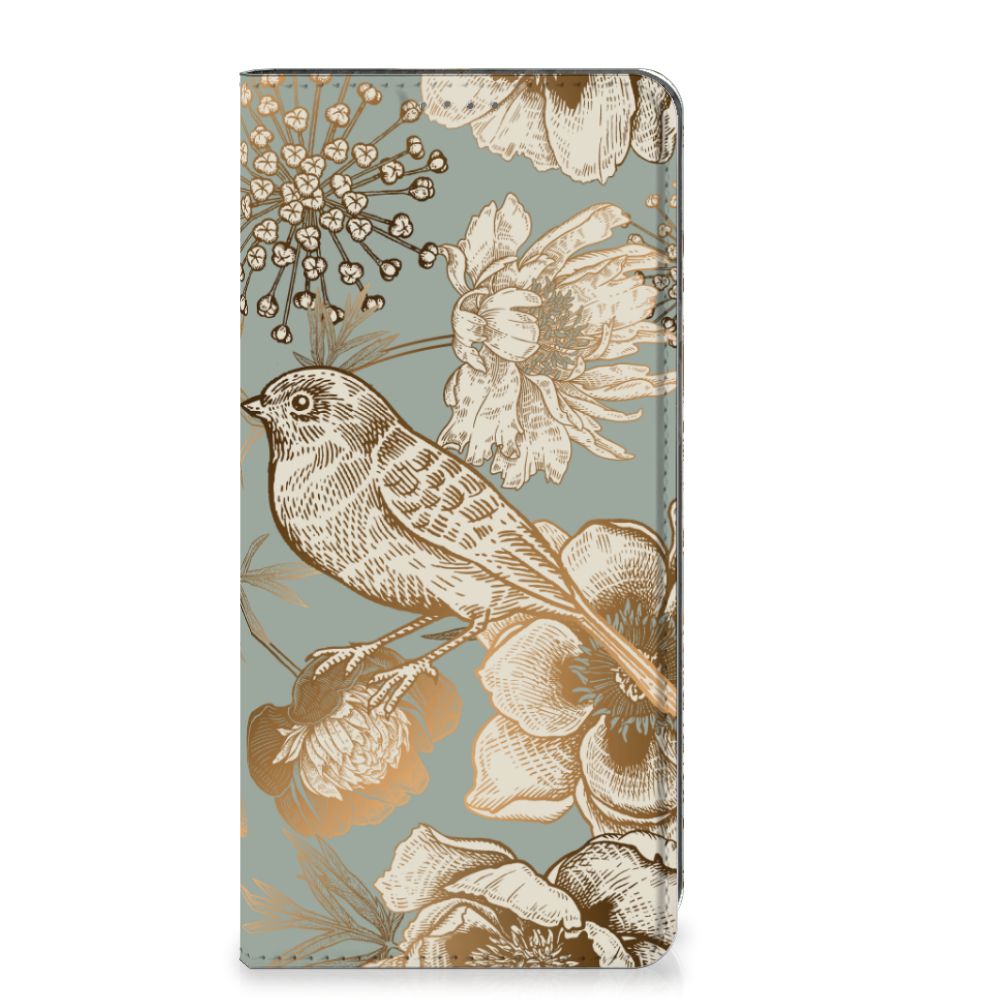 Google Pixel 7 Pro Smart Cover Vintage Bird Flowers voorkant