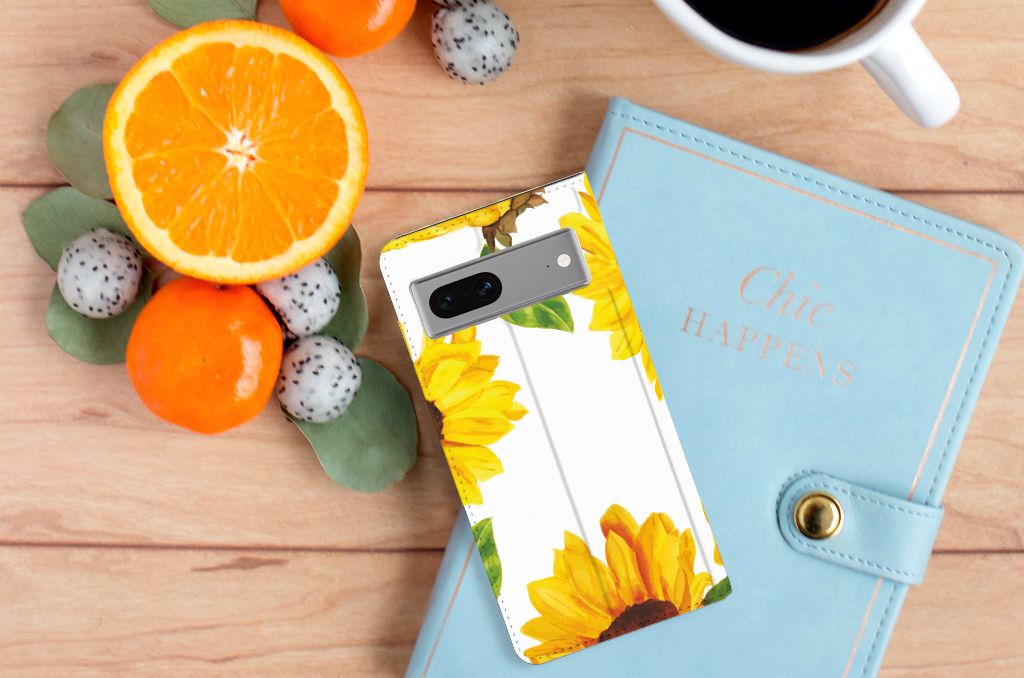 Google Pixel 7 Smart Cover Zonnebloemen bovenaanzicht