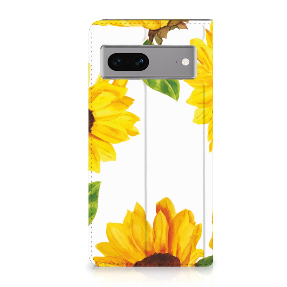 Google Pixel 7 Smart Cover Zonnebloemen design vooraanzicht