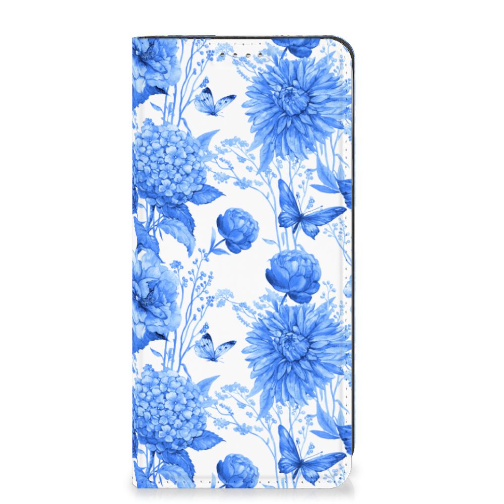 Google Pixel 8 Smart Cover Flowers Blue vooraanzicht