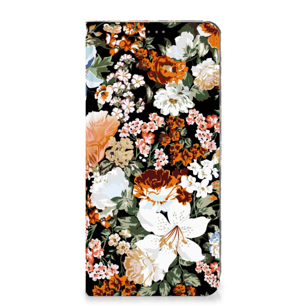 Smart Cover voor Google Pixel 8 Pro Dark Flowers bloemen design voorkant