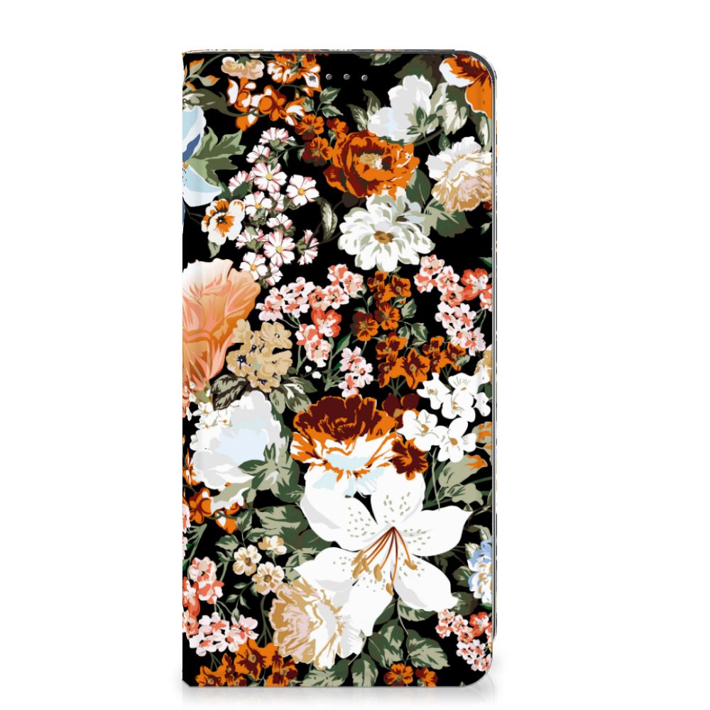 Google Pixel 8A Smart Cover Dark Flowers bloemen aanzicht