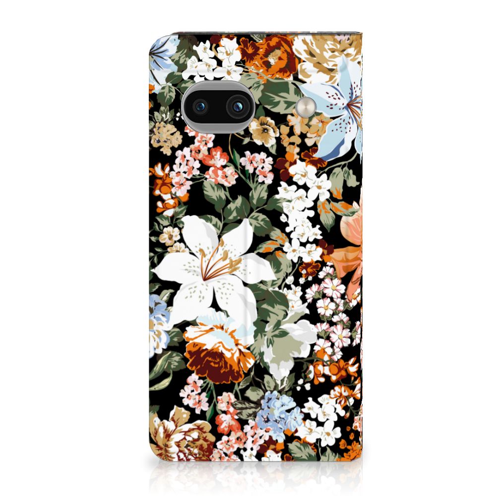 Google Pixel 8A Smart Cover Dark Flowers achterkant