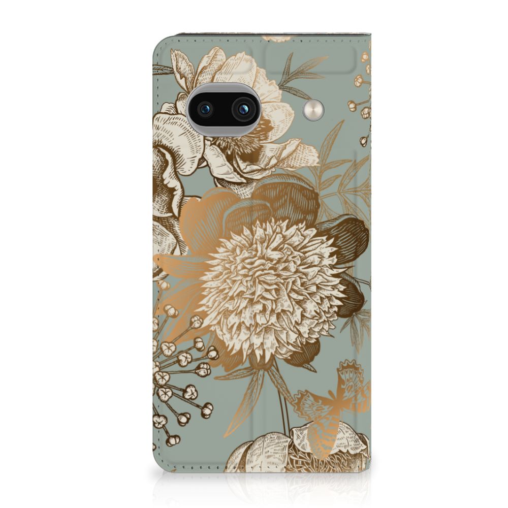 Google Pixel 8A Smart Cover Vintage Bird Flowers voorkant