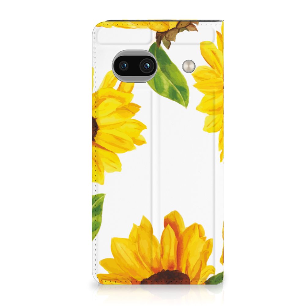 Google Pixel 8A Smart Cover Zonnebloemen aanzicht