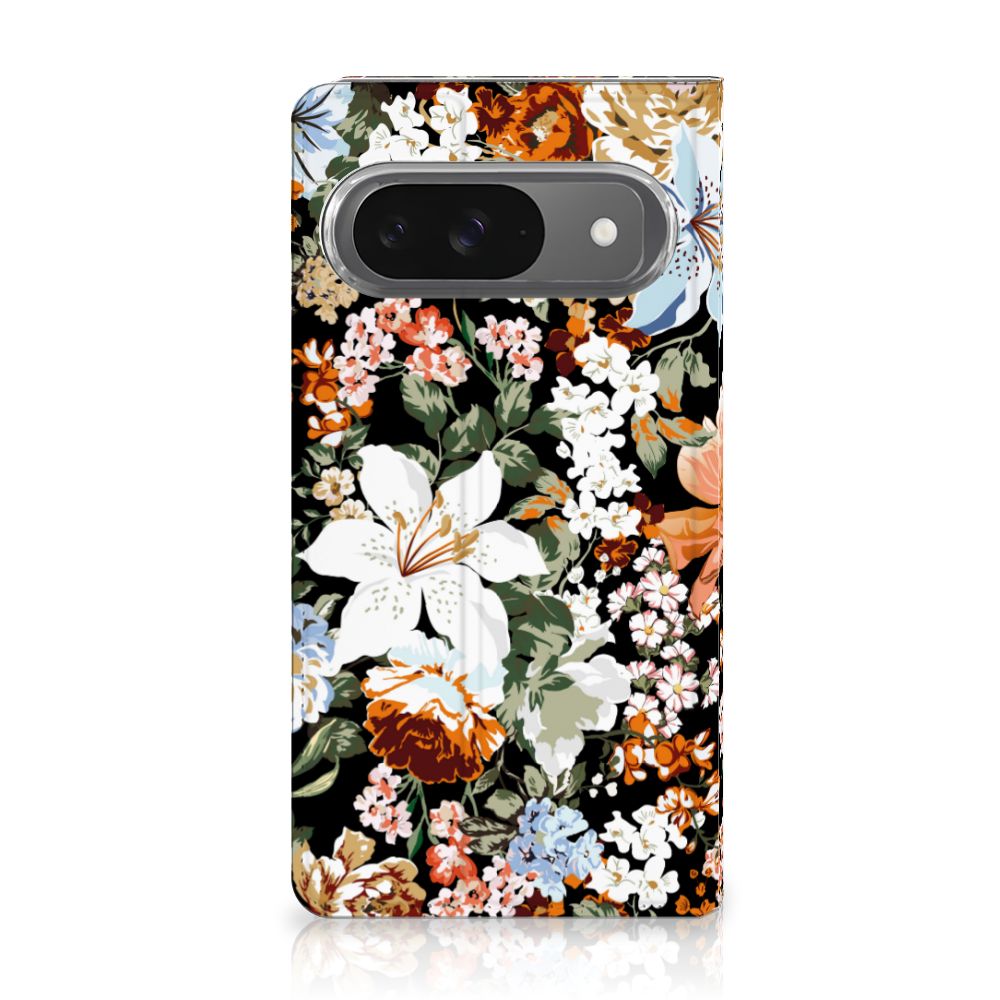 Google Pixel 9 | 9 Pro Smart Cover Dark Flowers voorkant
