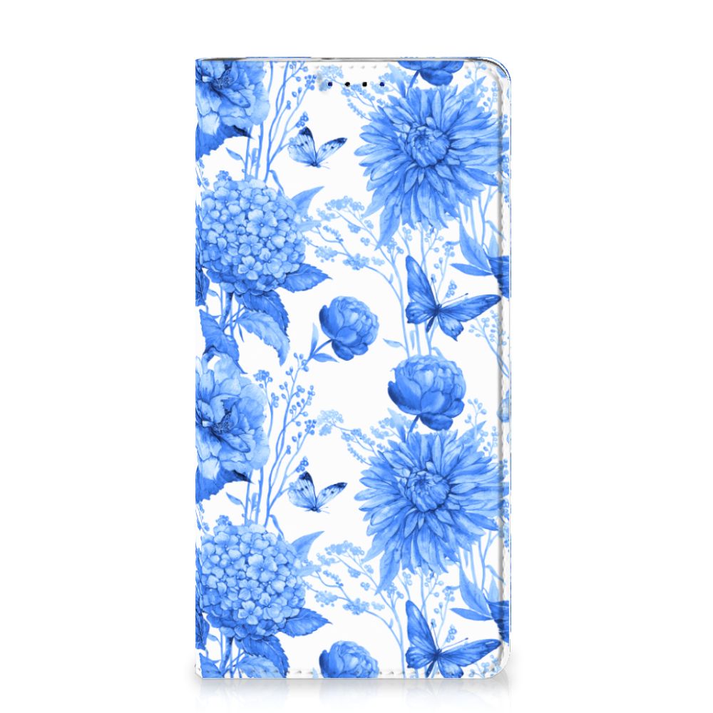 Huawei P Smart (2019) Smart Cover Flowers Blue voorkant