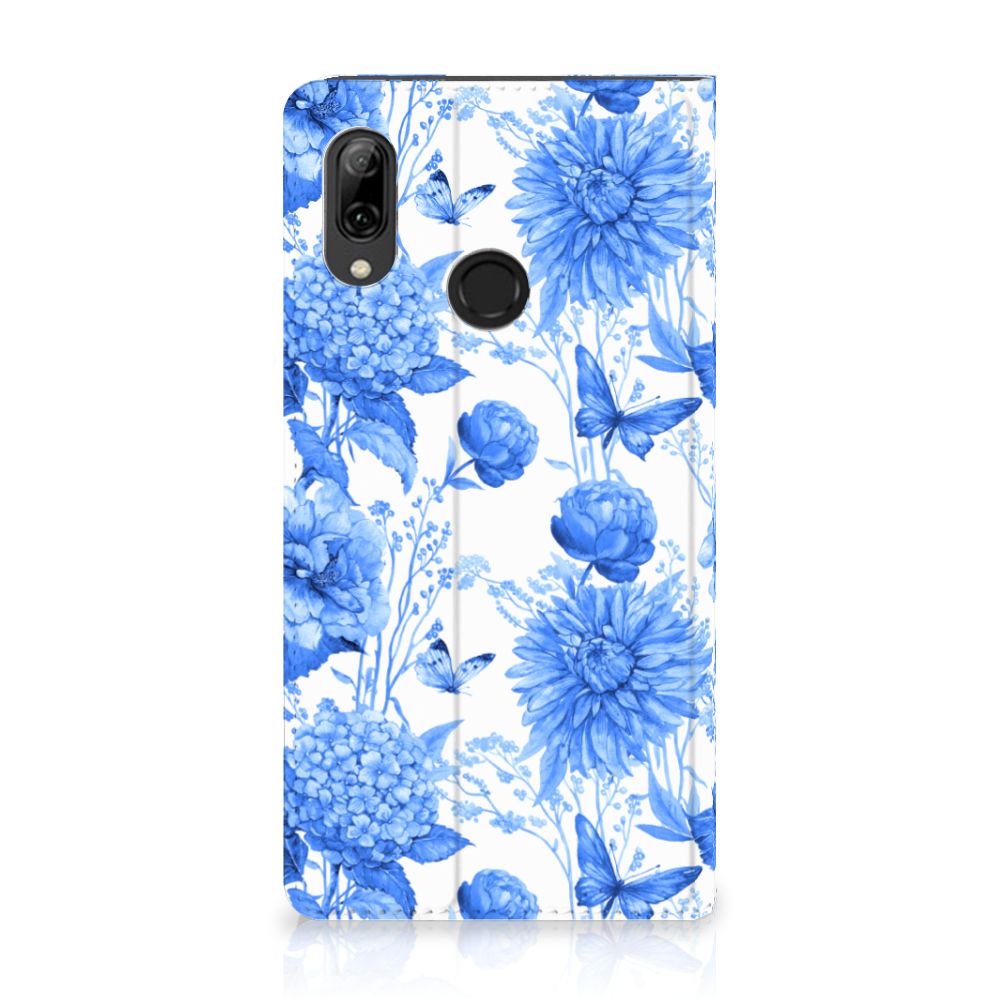 Huawei P Smart (2019) Smart Cover Flowers Blue achterkant