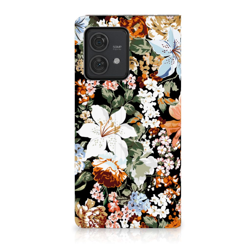 Motorola Edge 40 Neo Smart Cover Dark Flowers achterkant