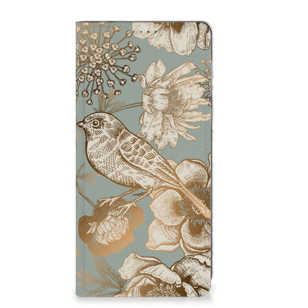 Motorola Moto E13 4G Smart Cover Vintage Bird Flowers aanzicht