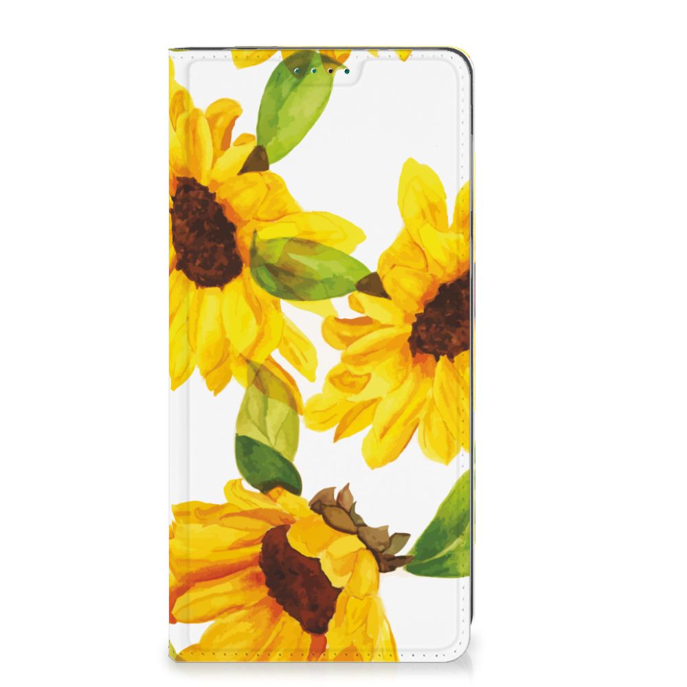 Motorola Moto E13 4G Smart Cover Zonnebloemen design voorkant