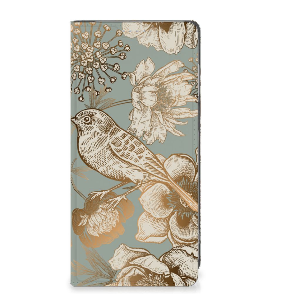 Motorola Moto G13 G23 Smart Cover Vintage Bird Flowers voorkant