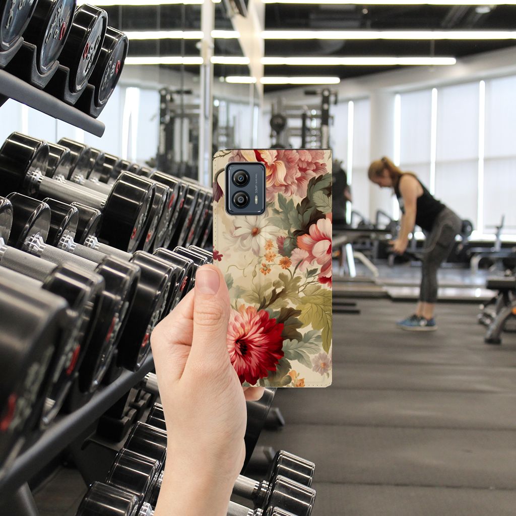 Motorola Moto G53 Smart Cover Bloemen aanzicht