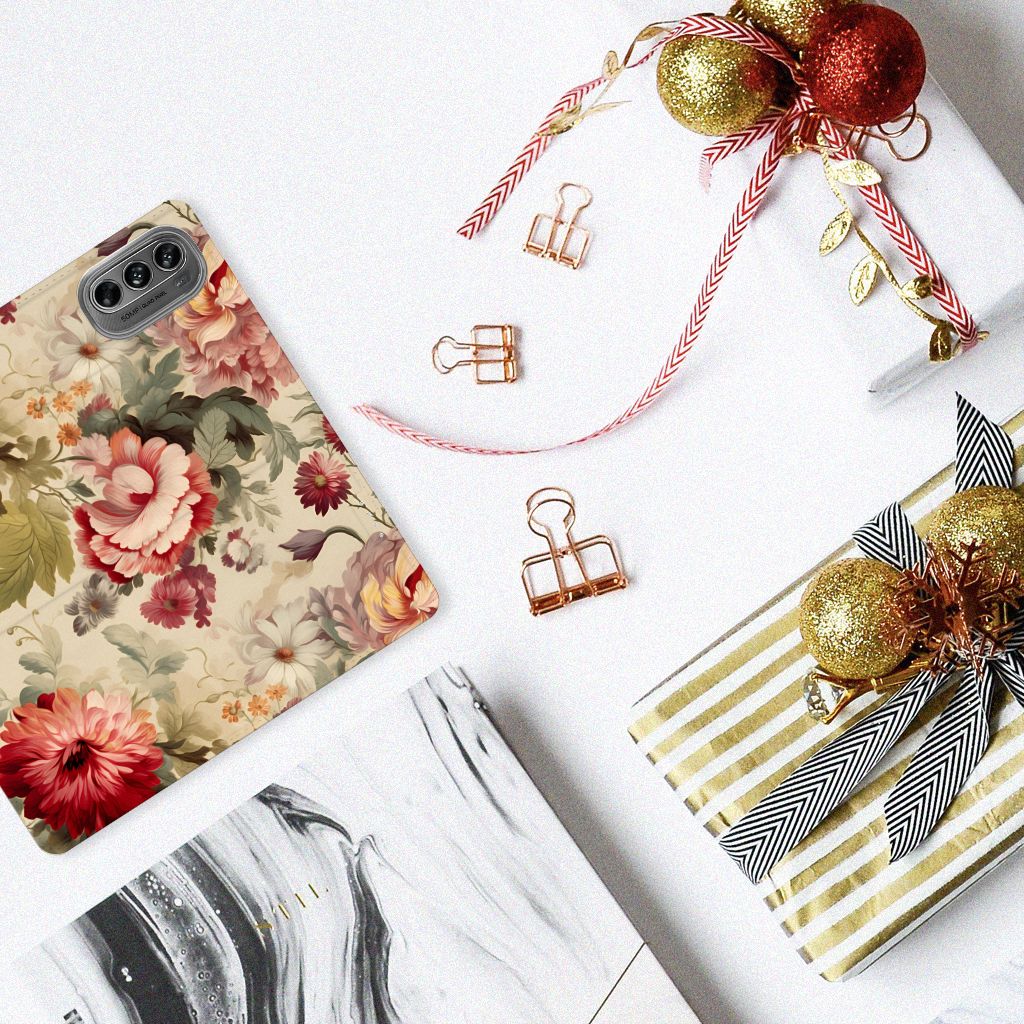 Motorola Moto G62 5G Smart Cover Bloemen bovenaanzicht