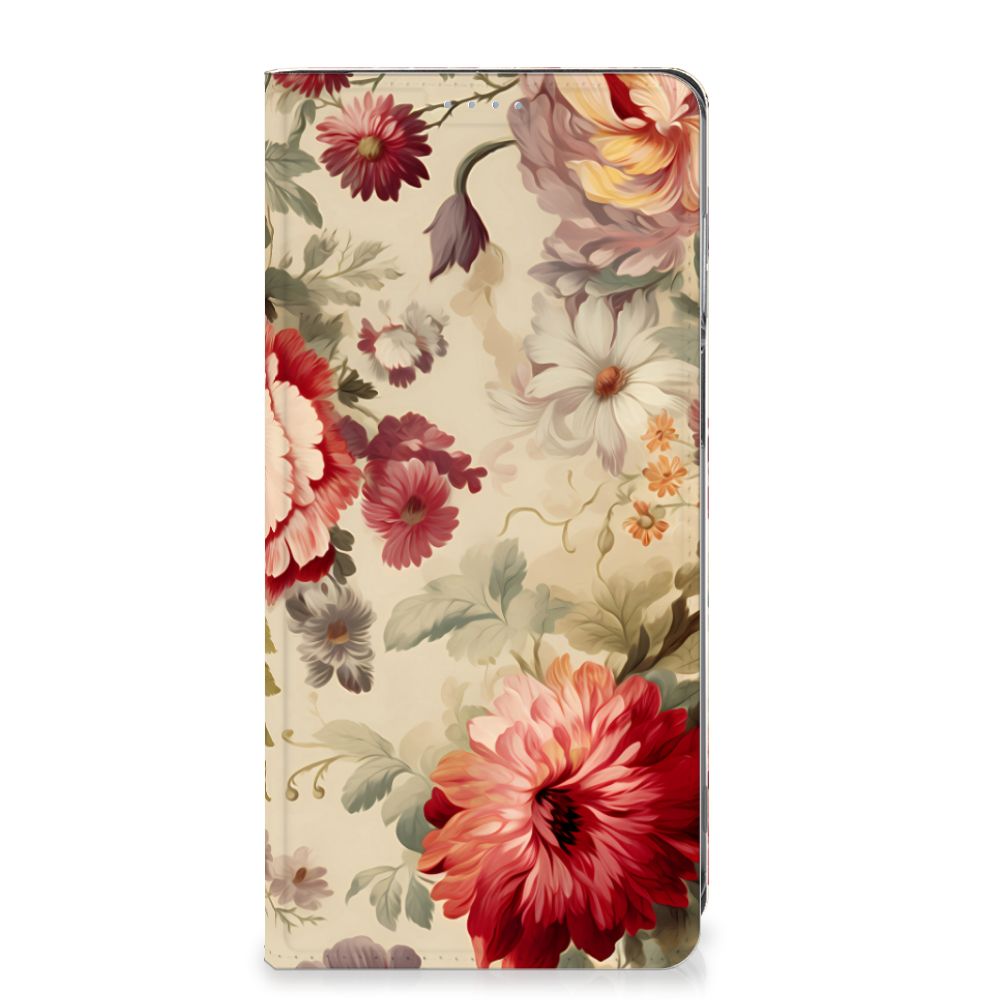 Motorola Moto G62 5G Smart Cover Bloemen vooraanzicht