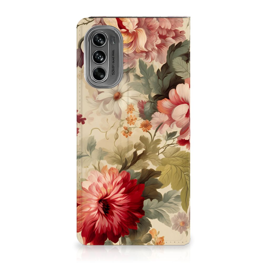 Motorola Moto G62 5G Smart Cover Bloemen achteraanzicht