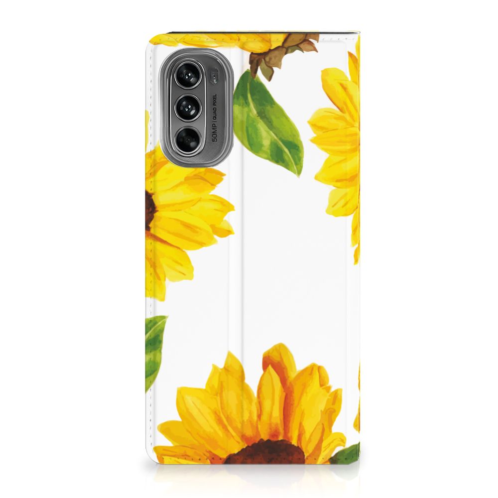 Motorola Moto G62 5G Smart Cover Zonnebloemen voorkant