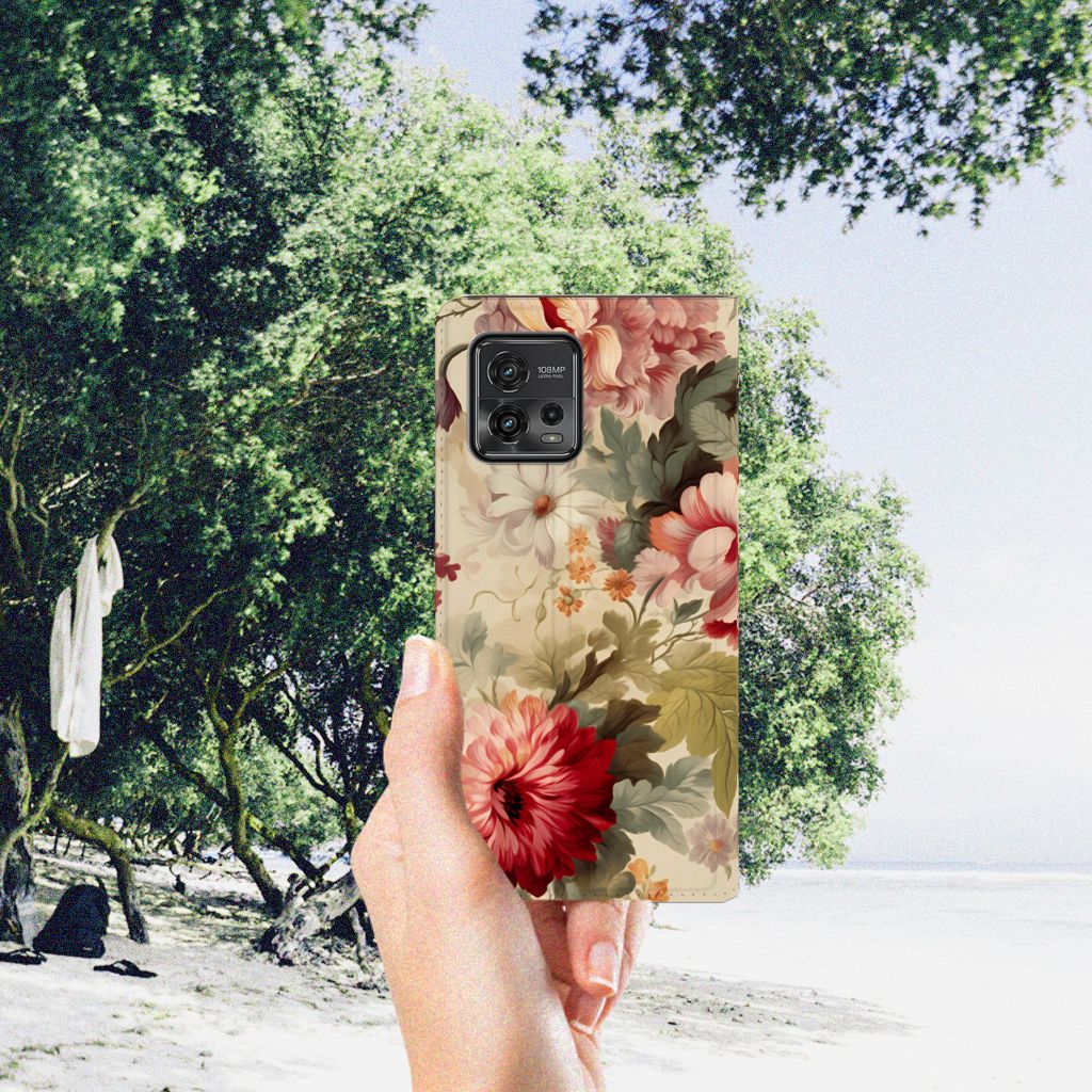 Motorola Moto G72 Smart Cover Bloemen aanzicht