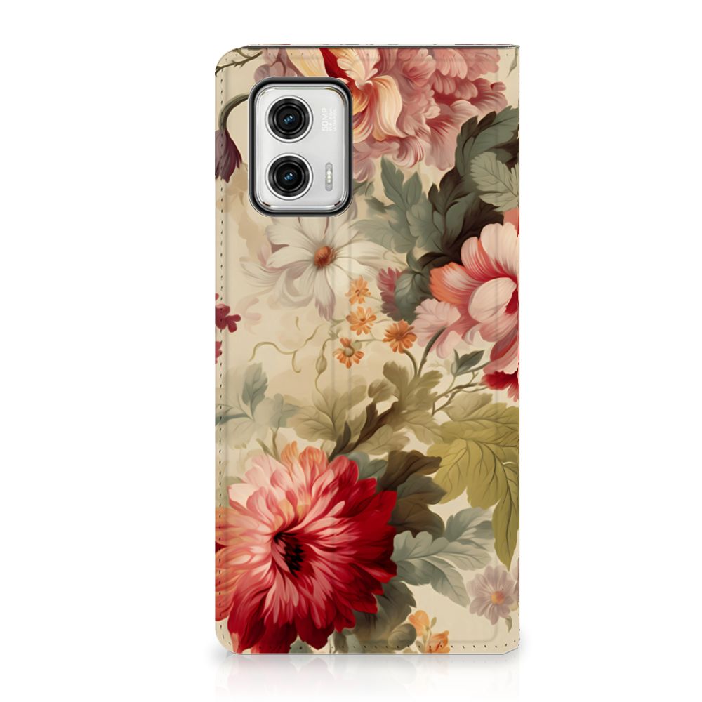 Motorola Moto G73 Smart Cover Bloemen vooraanzicht