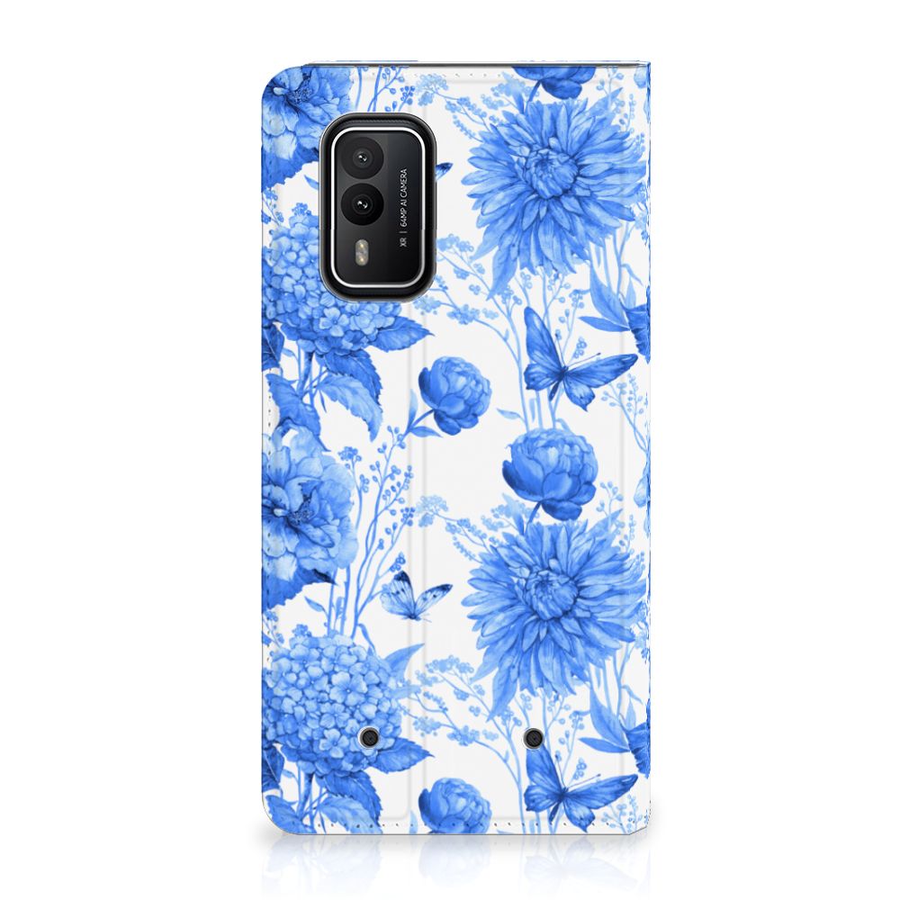 Nokia XR21 Smart Cover Flowers Blue achterkant